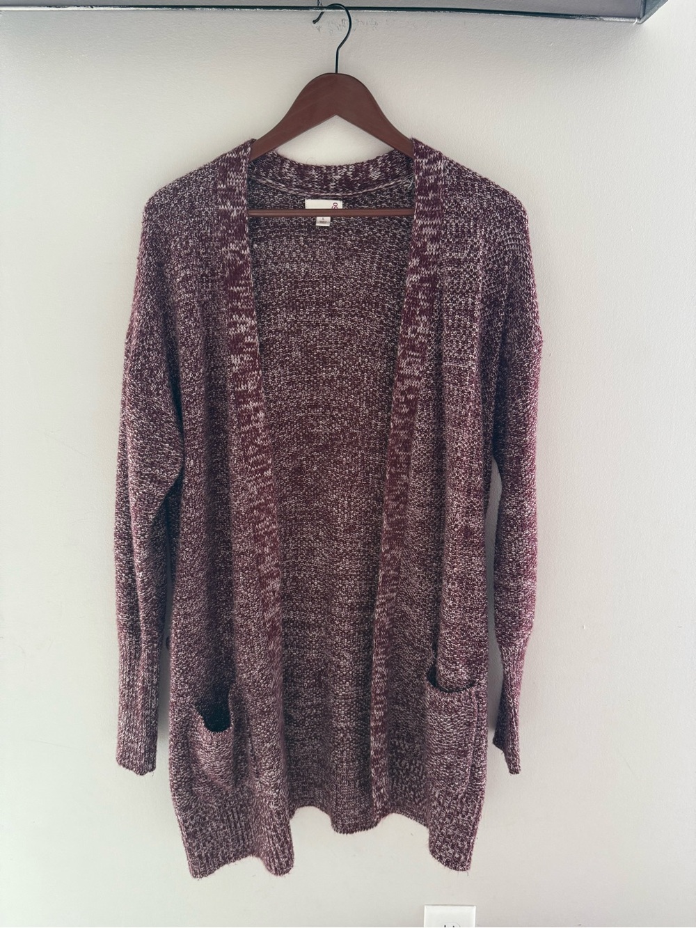 SO Maroon Open-Front Knit Cardigan